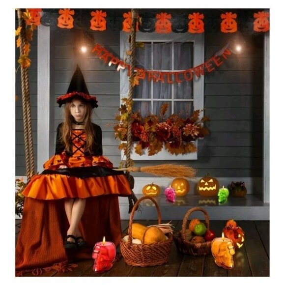 Halloween Candle Set for Home Decor, 4-Piece Skull Cup Candle Set - Picture 6 of 7
